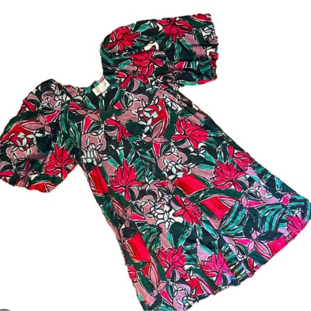 Anthropologie Floral Puff Sleeve Corey Lynn Calter Dress with Pockets